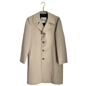 London Fog Vintage Trench Coat Tan Button-Up Lined Size 36 Short Classic Retro